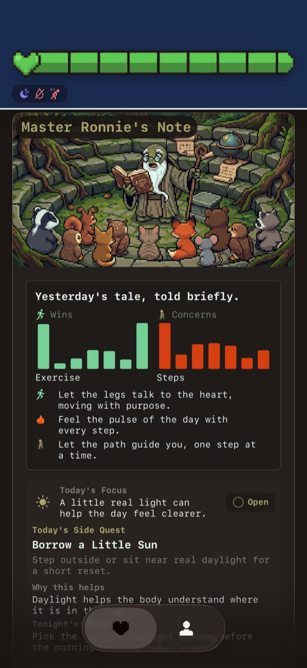 HealthBar daily insights screen