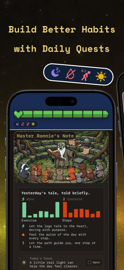 HealthBar App Store screenshot showing readable wellness signals